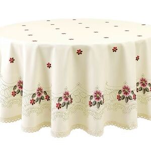 Floral Tablecloth - Cream and Red